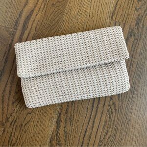 Madison West Cream Woven Clutch